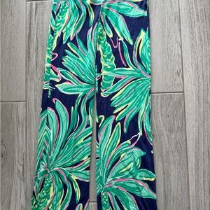 Lilly Pulitzer Green and Pink Leaf Print Pants